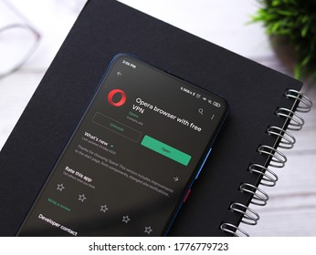Assam, India - July 9, 2020 : Opera Browser With Free Vpn.