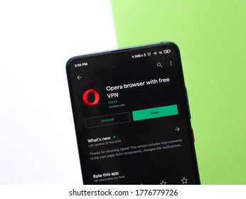 Assam, India - July 9, 2020 : Opera Browser With Free Vpn.