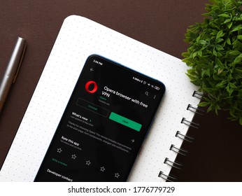 Assam, India - July 9, 2020 : Opera Browser With Free Vpn.