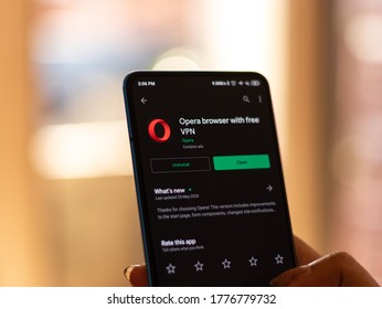 Assam, India - July 9, 2020 : Opera Browser With Free Vpn.