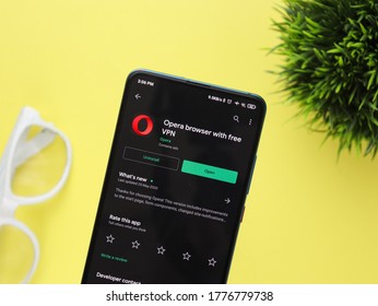 Assam, India - July 9, 2020 : Opera Browser With Free Vpn.