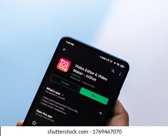 Assam, India - June 09, 2020 :  Inshot App For Editing Videos On Mobile.
