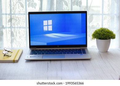 Assam, India - June 19, 2021 : Windows 11 Logo On Laptop Screen Stock Image.