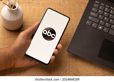 Assam, India - June 21, 2021 : American Broadcasting Company Or Abc Logo On Phone Screen Stock Image.