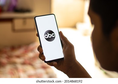 Assam, India - June 21, 2021 : American Broadcasting Company Or Abc Logo On Phone Screen Stock Image.