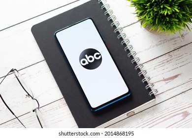 Assam, India - June 21, 2021 : American Broadcasting Company Or Abc Logo On Phone Screen Stock Image.