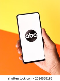 Assam, India - June 21, 2021 : American Broadcasting Company Or Abc Logo On Phone Screen Stock Image.