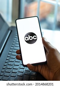 Assam, India - June 21, 2021 : American Broadcasting Company Or Abc Logo On Phone Screen Stock Image.