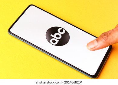 Assam, India - June 21, 2021 : American Broadcasting Company Or Abc Logo On Phone Screen Stock Image.