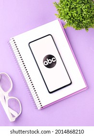 Assam, India - June 21, 2021 : American Broadcasting Company Or Abc Logo On Phone Screen Stock Image.