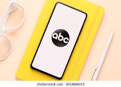 Assam, India - June 21, 2021 : American Broadcasting Company Or Abc Logo On Phone Screen Stock Image.