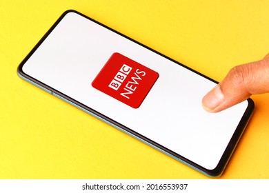 Assam, India - June 21, 2021 : BBC News Logo On Phone Screen Stock Image.