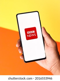 Assam, India - June 21, 2021 : BBC News Logo On Phone Screen Stock Image.