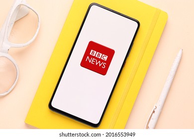 Assam, India - June 21, 2021 : BBC News Logo On Phone Screen Stock Image.