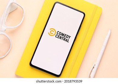 Assam, India - June 21, 2021 : Comedy Central Logo On Phone Screen Stock Image.