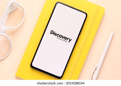 Assam, India - June 21, 2021 : Discovery Channel Logo On Phone Screen Stock Image.