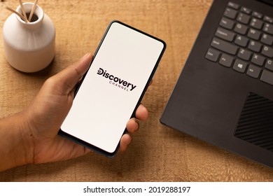 Assam, India - June 21, 2021 : Discovery Channel Logo On Phone Screen Stock Image.