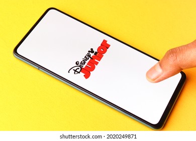 Assam, India - June 21, 2021 : Disney Junior Logo On Phone Screen Stock Image.