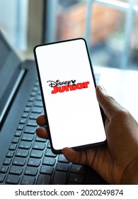 Assam, India - June 21, 2021 : Disney Junior Logo On Phone Screen Stock Image.