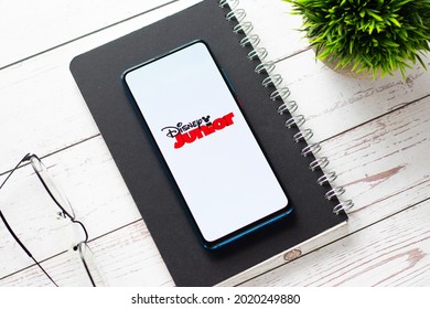 Assam, India - June 21, 2021 : Disney Junior Logo On Phone Screen Stock Image.