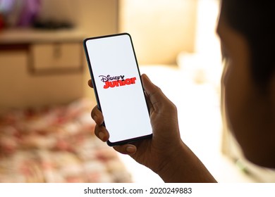 Assam, India - June 21, 2021 : Disney Junior Logo On Phone Screen Stock Image.