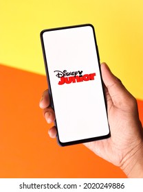 Assam, India - June 21, 2021 : Disney Junior Logo On Phone Screen Stock Image.