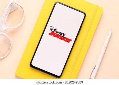 Assam, India - June 21, 2021 : Disney Junior Logo On Phone Screen Stock Image.