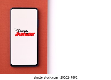 Assam, India - June 21, 2021 : Disney Junior Logo On Phone Screen Stock Image.