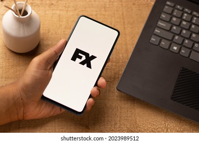 Assam, India - June 21, 2021 : FX Tv Logo On Phone Screen Stock Image.