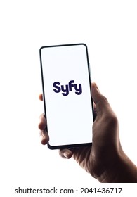 Assam, India - June 21, 2021 : Syfy Tv Logo On Phone Screen Stock Image.