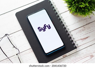 Assam, India - June 21, 2021 : Syfy Tv Logo On Phone Screen Stock Image.