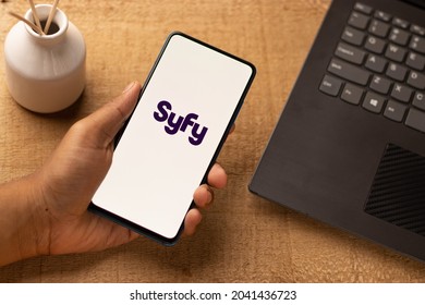 Assam, India - June 21, 2021 : Syfy Tv Logo On Phone Screen Stock Image.