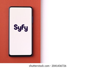 Assam, India - June 21, 2021 : Syfy Tv Logo On Phone Screen Stock Image.