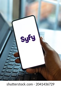 Assam, India - June 21, 2021 : Syfy Tv Logo On Phone Screen Stock Image.