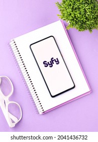 Assam, India - June 21, 2021 : Syfy Tv Logo On Phone Screen Stock Image.