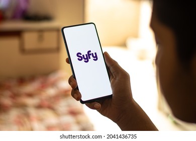 Assam, India - June 21, 2021 : Syfy Tv Logo On Phone Screen Stock Image.