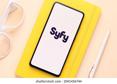 Assam, India - June 21, 2021 : Syfy Tv Logo On Phone Screen Stock Image.