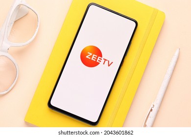 Assam, India - June 21, 2021 : Zee TV Logo On Phone Screen Stock Image.