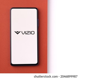 Assam, India - June 21, 2021 : Vizio Tv Logo On Phone Screen Stock Image.