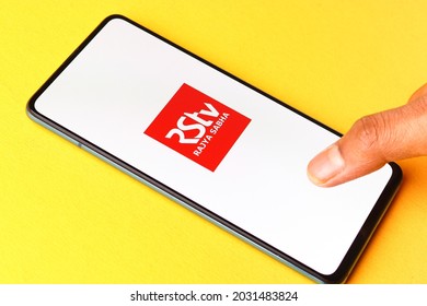 Assam, India - June 26, 2021 : Rajya Sabha TV Logo On Phone Screen Stock Image.