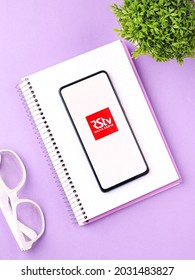 Assam, India - June 26, 2021 : Rajya Sabha TV Logo On Phone Screen Stock Image.