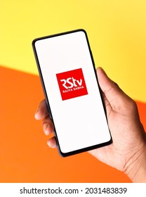 Assam, India - June 26, 2021 : Rajya Sabha TV Logo On Phone Screen Stock Image.