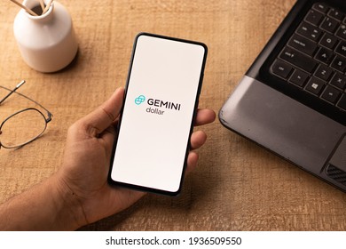 Assam, India - March 10, 2021 : Gemini Dollar Logo On Phone Screen Stock Image.