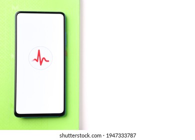 Assam, India - March 30, 2021 : Apple ECG Logo On Phone Screen Stock Image.