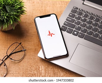 Assam, India - March 30, 2021 : Apple ECG Logo On Phone Screen Stock Image.