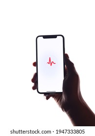 Assam, India - March 30, 2021 : Apple ECG Logo On Phone Screen Stock Image.