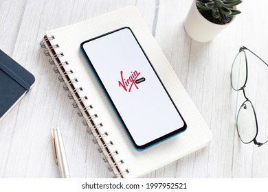 Assam, India - May 04, 2021 : Virgin Group Logo On Phone Screen Stock Image.