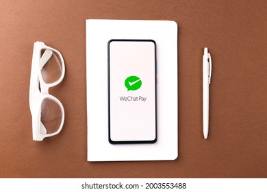 Assam, India - May 04, 2021 : Wechat Pay Logo On Phone Screen Stock Image.