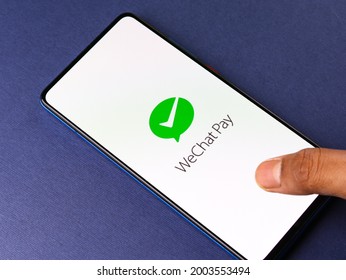 Assam, India - May 04, 2021 : Wechat Pay Logo On Phone Screen Stock Image.