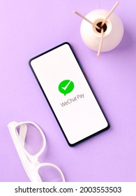 Assam, India - May 04, 2021 : Wechat Pay Logo On Phone Screen Stock Image.